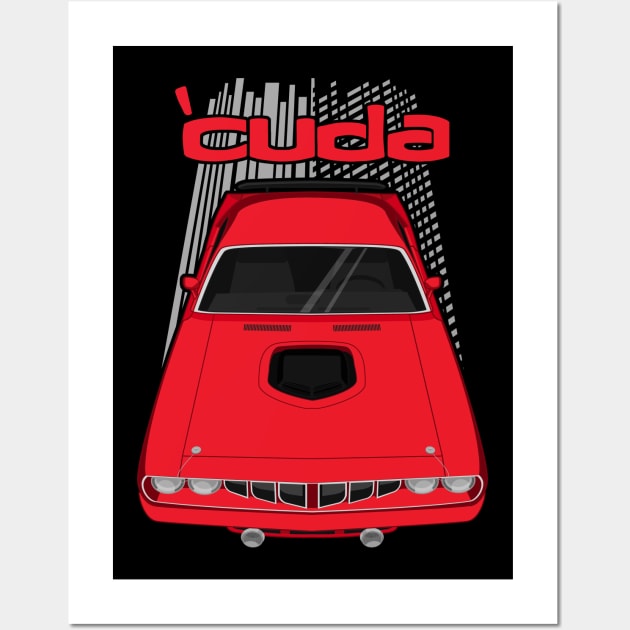 Plymouth Barracuda 1971 - Red Wall Art by V8social